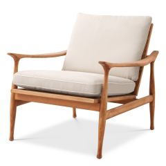 Krzesło Manzo outdoor natural teak flores off-white incl Poduszkas