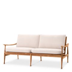 Sofa Manzo outdoor natural teak flores off-white incl Poduszkas